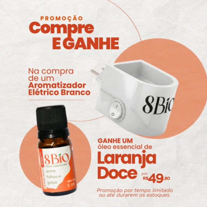 Aromatizador Branco - Ganhe um óleo essencial de Laranja Doce