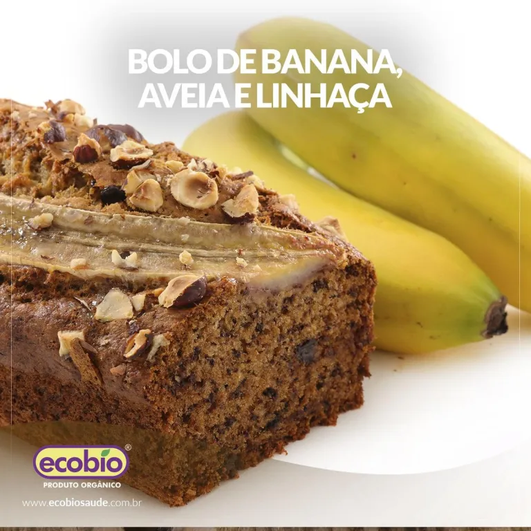 Bolo de banana, aveia e linhaça