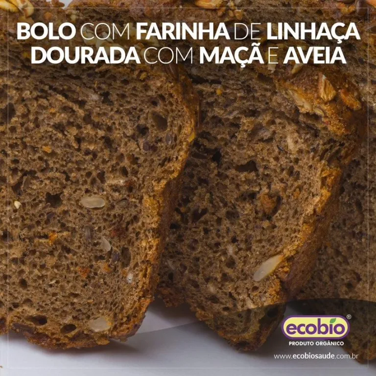 Bolo com farinha de linhaça dourada com maçã e aveia