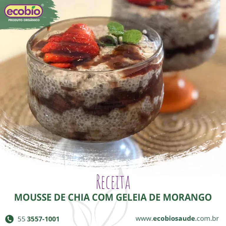 Receita: Mousse de Chia com geleia de morango