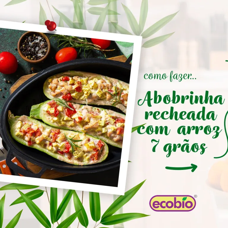 Abobrinha recheada com arroz 7 grãos